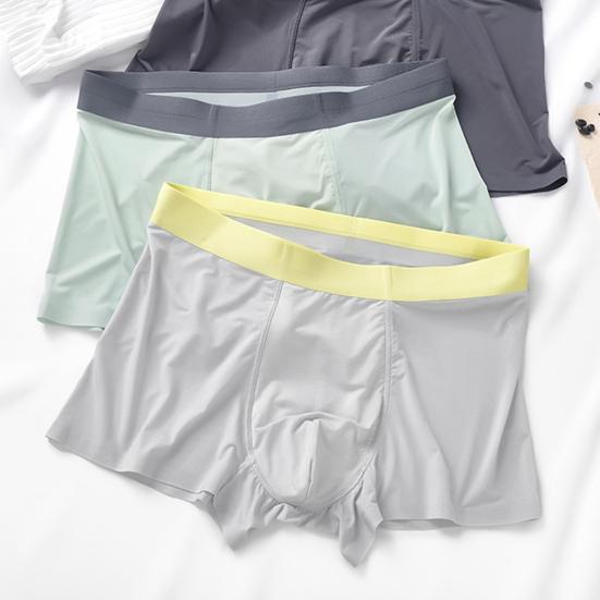 Men Boxer Underwear Mid-rise Elastic Waist U-Convex Shorts Briefs Seamless Ultra-thin Patchwork Color Panties