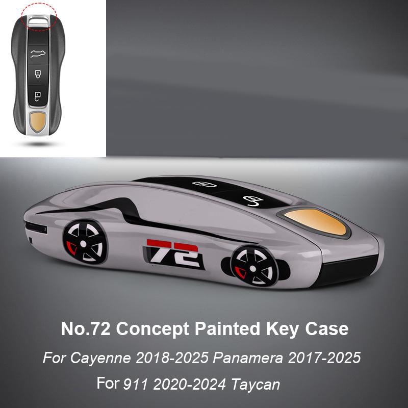 Pro Porsche Panamera Cayenne Macan 718 Cayman Boxster 911 Taycan 10-25 Auto Zelená Grello Lakovaný Klíčenka Ochranný Kryt