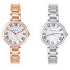 Diamond Women'S Watch Fashion Pointer Round Roman Quartz Waterproof Steel Belt Temperament Watch