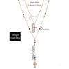Long cross necklace multi-layer stacked pendant light luxury high sense diamond collarbone chain women