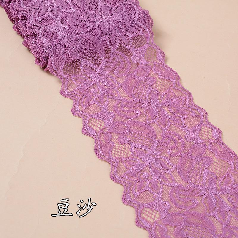 Buntes elastisches florales Spitzenband DIY Bekleidung Nähstoff 8cm breit Schwarz Weiß Rot Rosa Blau Lila Grün Gelb Spitzenband