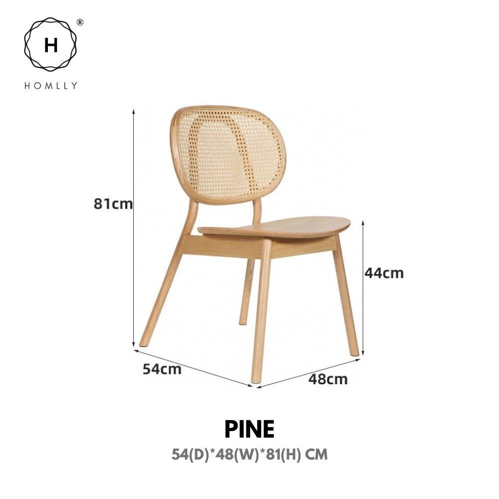 Homlly Ika Mid Century Wooden Rattan Cane Dining Chair