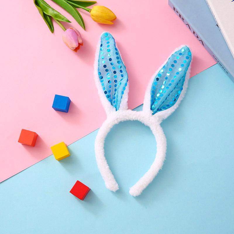 1PC Plush Sequin Rabbit Ear Headband Cross-border  Children's Holiday Party Halloween Dressing Headwear.
