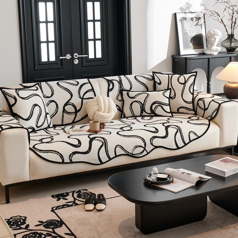 Chenille Irregular Sofa Cushion Four Seasons Universal Non-Slip Living Room Straight Sofa Cover Towel Anti-Scratching