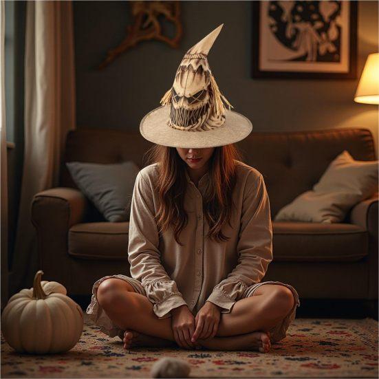 Halloween Scarecrow Hat Straw Witch Hat Halloween Party Cosplay Costume for Men Women Dress Up Accessory