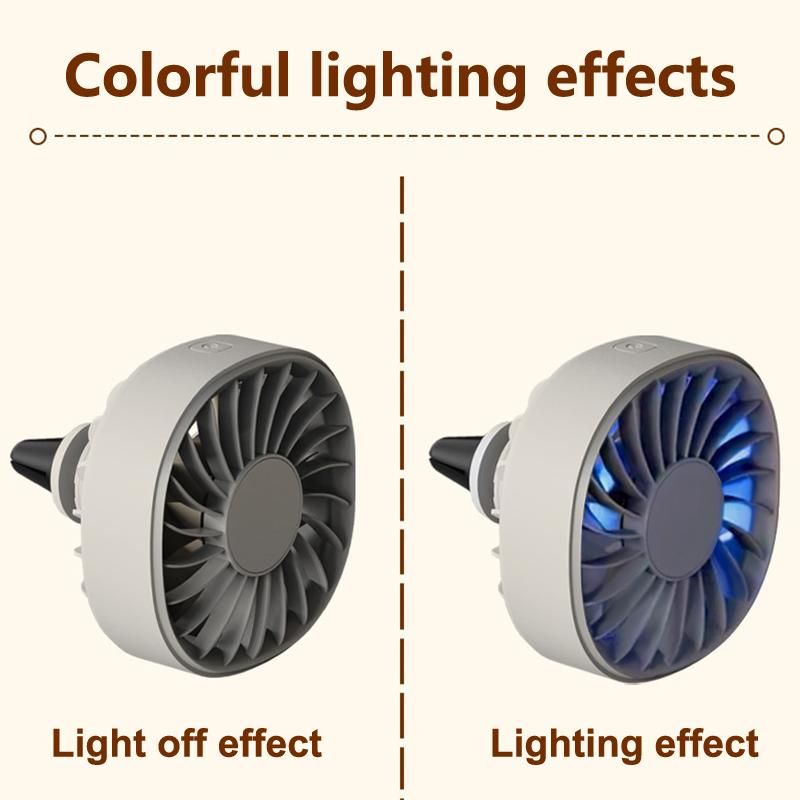 Car Fan Usb Car Air Outlet Cooling Fan Adjustment Powerful Cooler With Light 3 Speed Fan Car Rear Seat Heat Dissipation Cooling