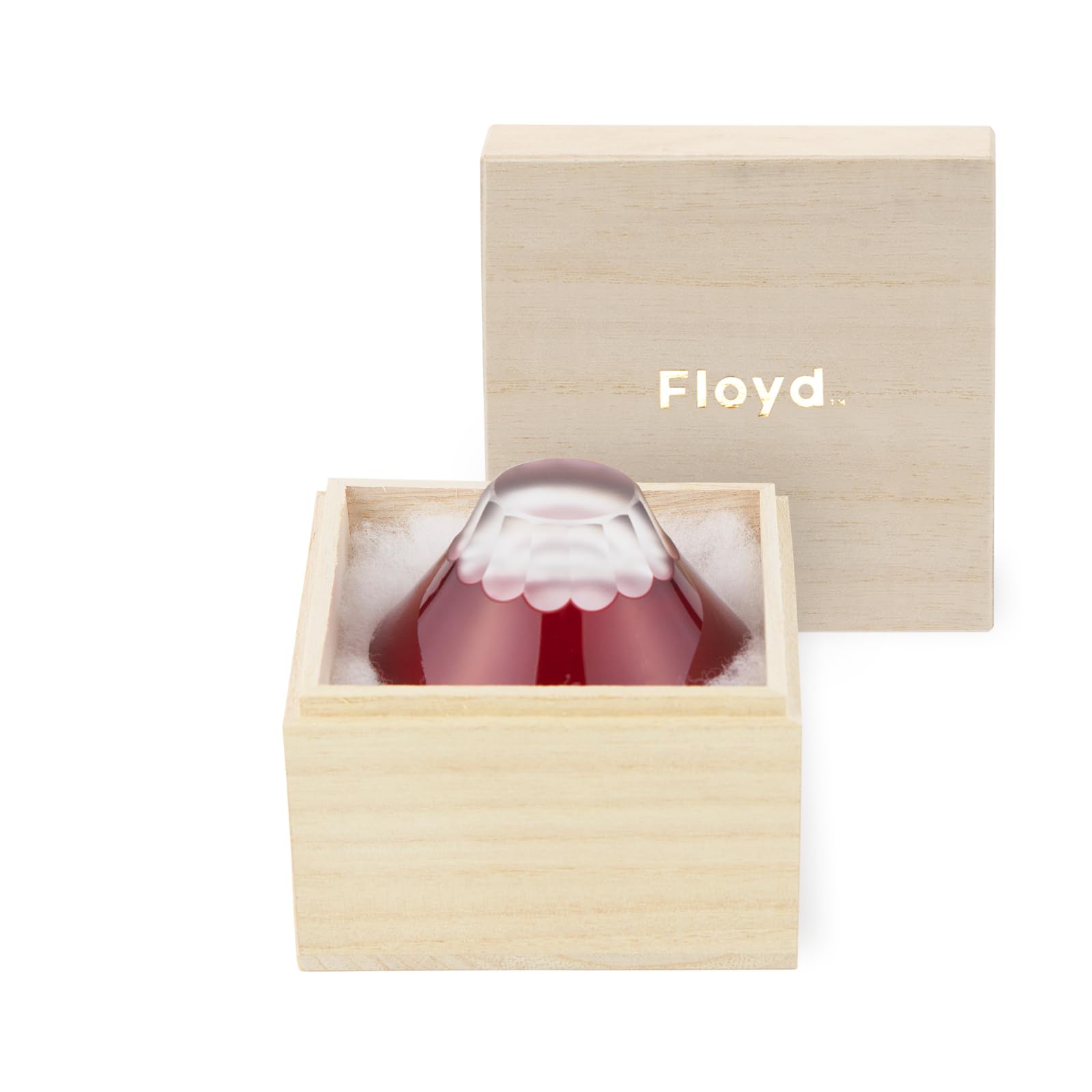 

Floyd Edo Kiriko Glass, Mt. Fuji Design, Sake Glass, Approximately 60ml, in Paulownia Wood Box, Red, Made in Japan, FL15-00104