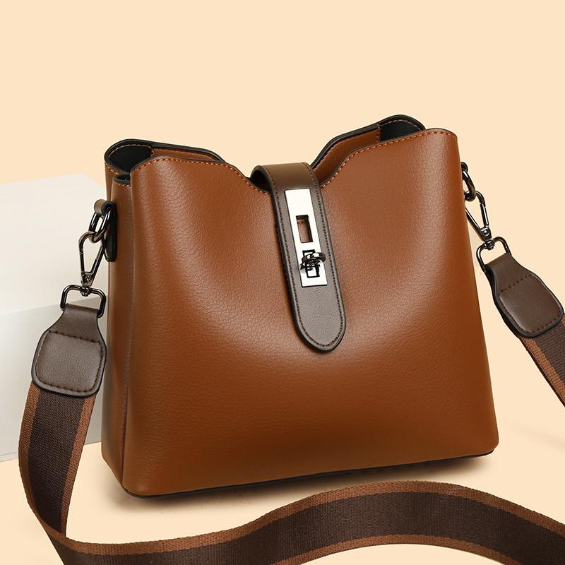 New fashion trend single shoulder crossbody women's middle-aged bag large capacity casual hand carrying bucket bag