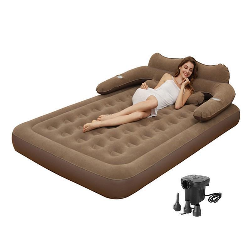 Thickened Foldable Inflatable Air Bed - Single/Double Camping Pad & Raised Cushion 203x152x48cm