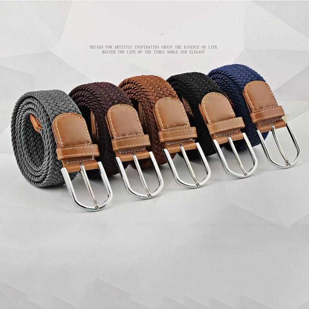 No Hole Stretch Woven Belt Multicolored Men's Waistband Premium Elastic Braided Belt  Sports