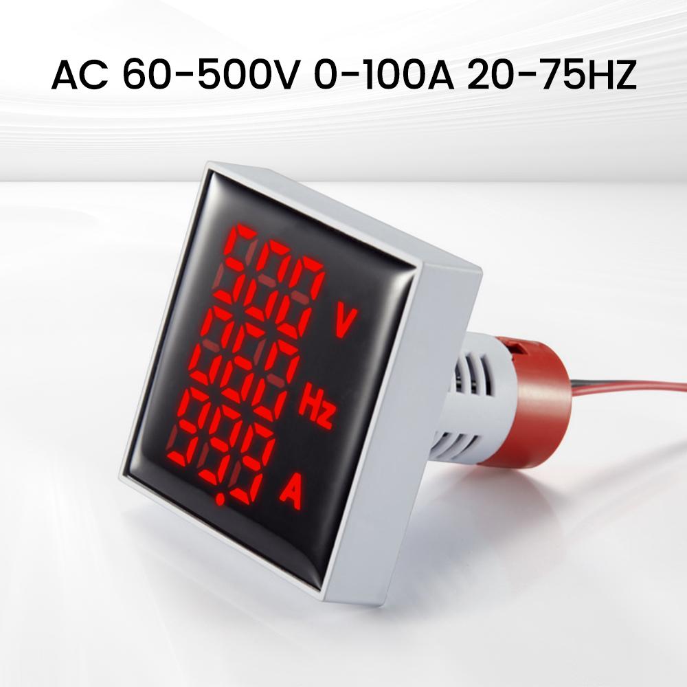 3 In 1 LED Digital Voltage Current And Frequency Meter AC 60-500V 0-100A  for Equipment Failure Construction Signal Indicators