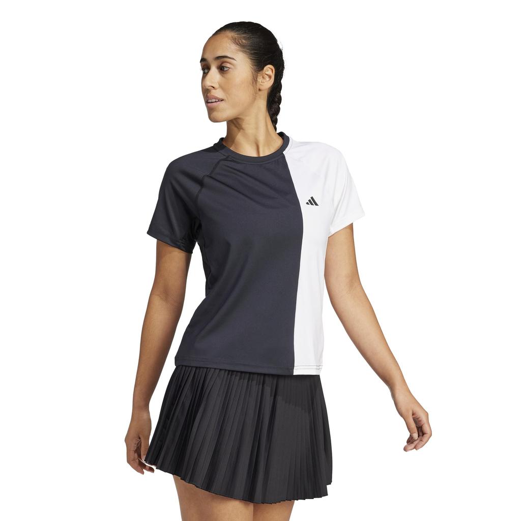 Adidas KPT87 Short Sleeve Club Tennis Women's T-Shirt, Black/White (JC5834)