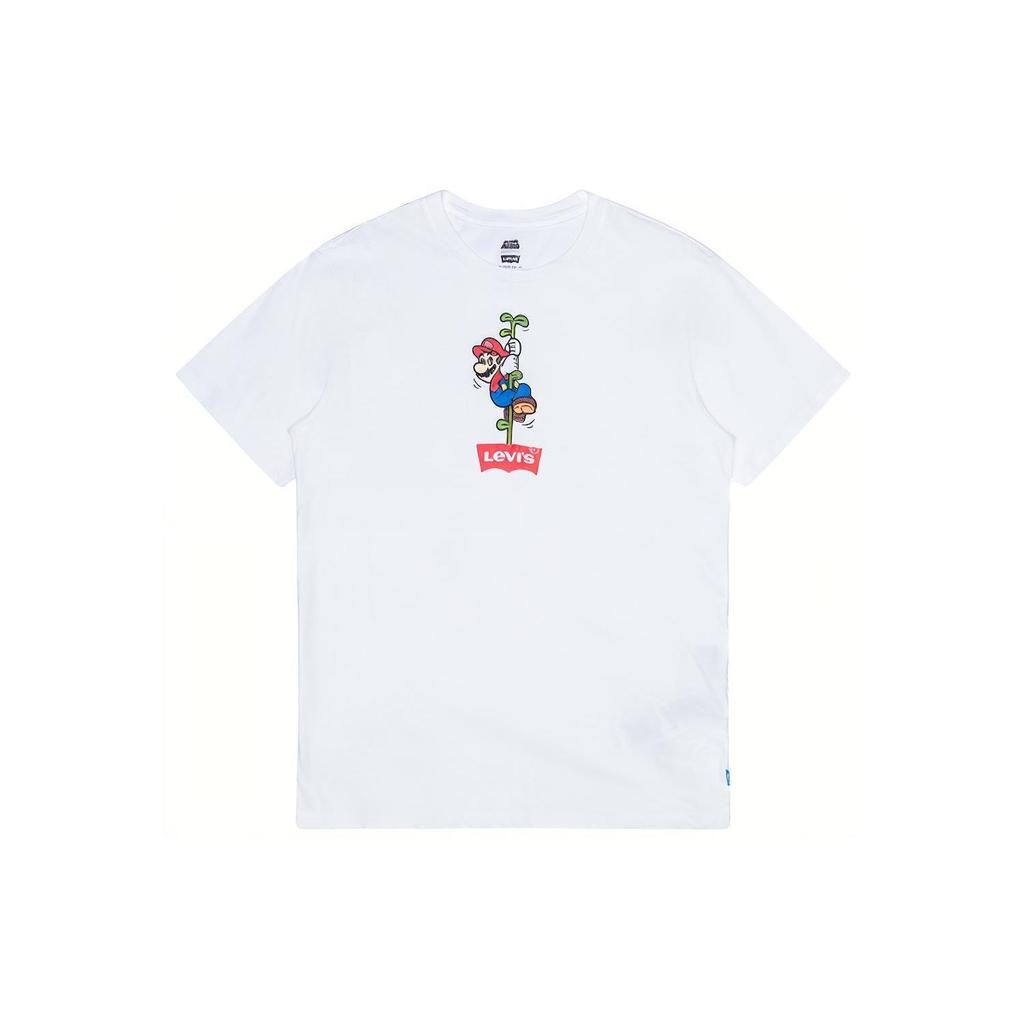 Levis X Super Mario Cartoon-Print Rundhals Kurzarm T-Shirt Herren T-Shirts Weiß 22491-0711