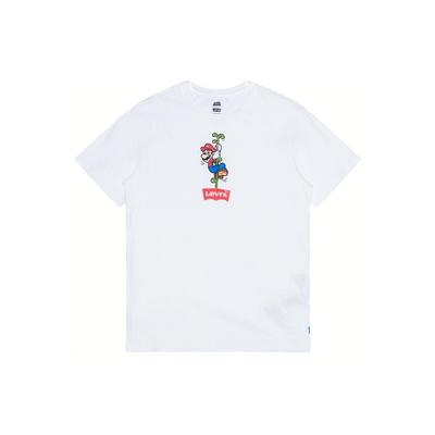 Levis X Super Mario Cartoon Print Crew Neck Short Sleeve T-Shirt Men T-Shirts White 22491-0711