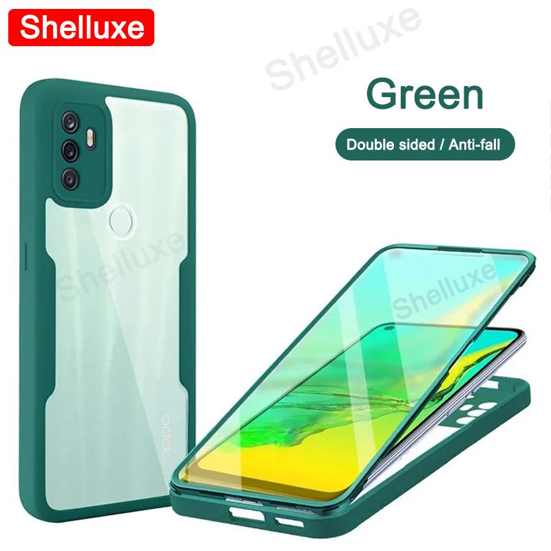 

360 Полная защита корпуса Передняя+Задняя Прозрачный чехол Shelluxe Для OPPO A53 A53s A33 A32 OppoA53 OppoA53s 2020 Силиконовый Двусторонний Чехол для телефона OPPO A32 2020 зелёный