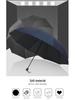 Twelve-Bone Folding Sunshade Umbrella - Large, Black, Logo-Printed for Sun and Rain Protection