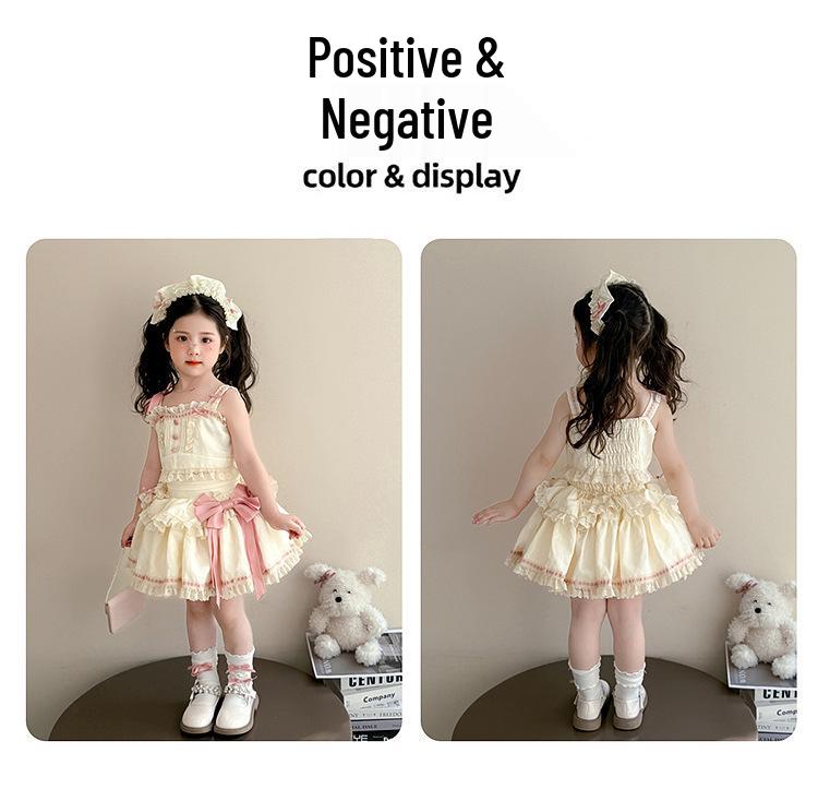 Girls' Dopamine Princess Summer Lolita Dress Set - Fluffy Birthday Party Outfit