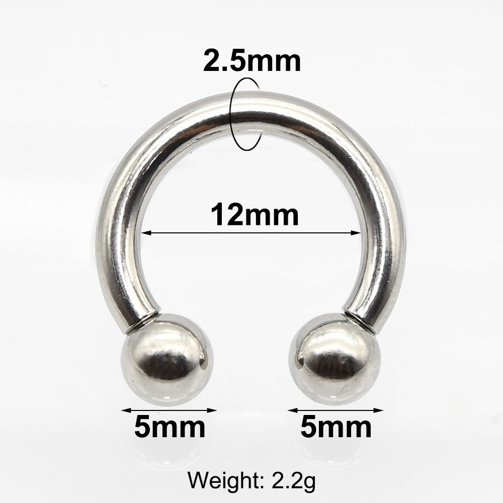 12G-00G Velký průměr Kruhový činkový kroužek z nerezové oceli s vnitřním závitem Piercing do nosu Septum Piercing Rozšiřovač Náušnice do laloku