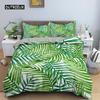 Tropical Plant Bed Linen Collection Green Leaves Quilt Cover with Zipper Closure Comforter Cover Queen Size King Dimension Full Polyester Fabric Quilt