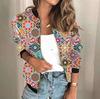Dame dame retro floral glidelås jakke Casual Coat Yttertøy