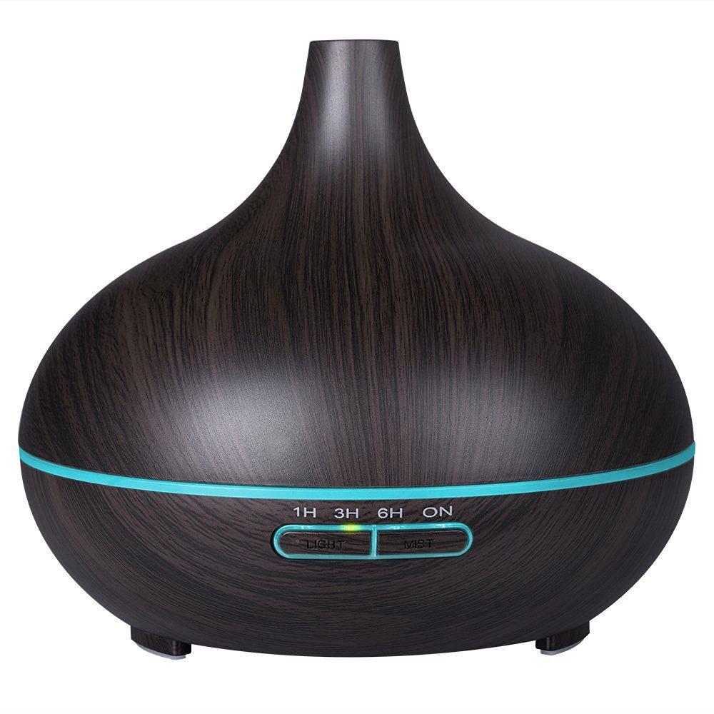 300ml Ultrasonic Air Humidifier Aroma Essential Oil Diffuser With Wood Grain 7 Color Changing Led Lights For Home Office Difusor