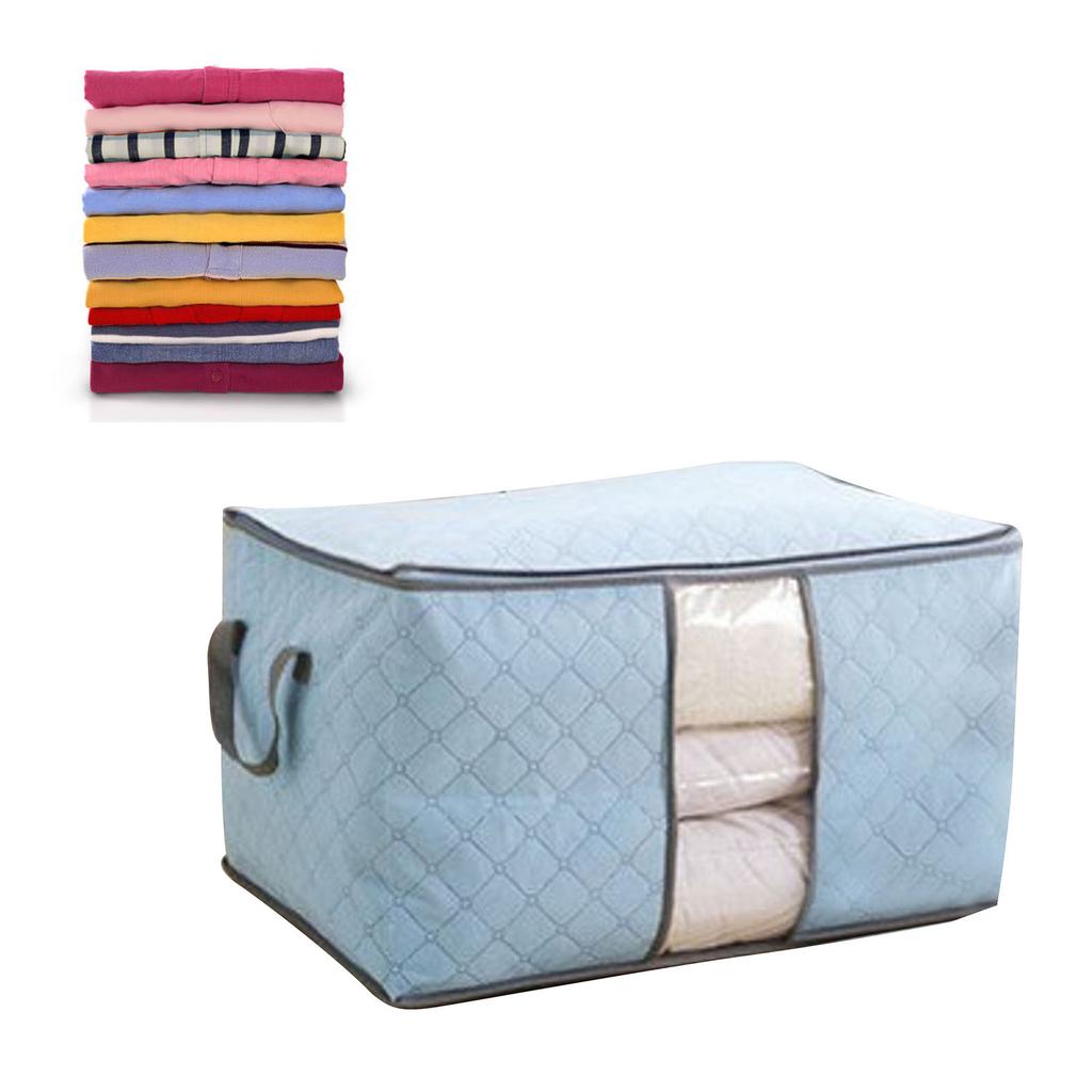 5Pcs Clothing Folding Storage Bag Dustproof Quilt Organizer Non Woven Fabric Large Size Blue