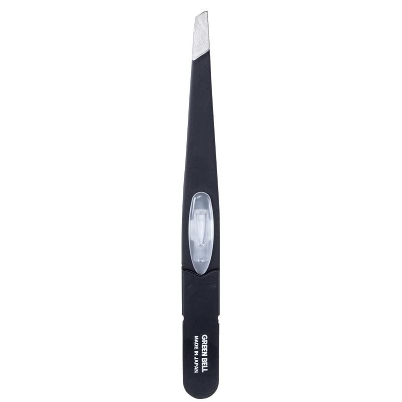 Green Bell Amazing Tweezers that Pull Out Straight Hair Without Angled Black Slipping, Tip,