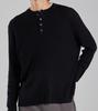 Beoteunseoul Wool Blend Layered Henley Neck Knit (Black)
