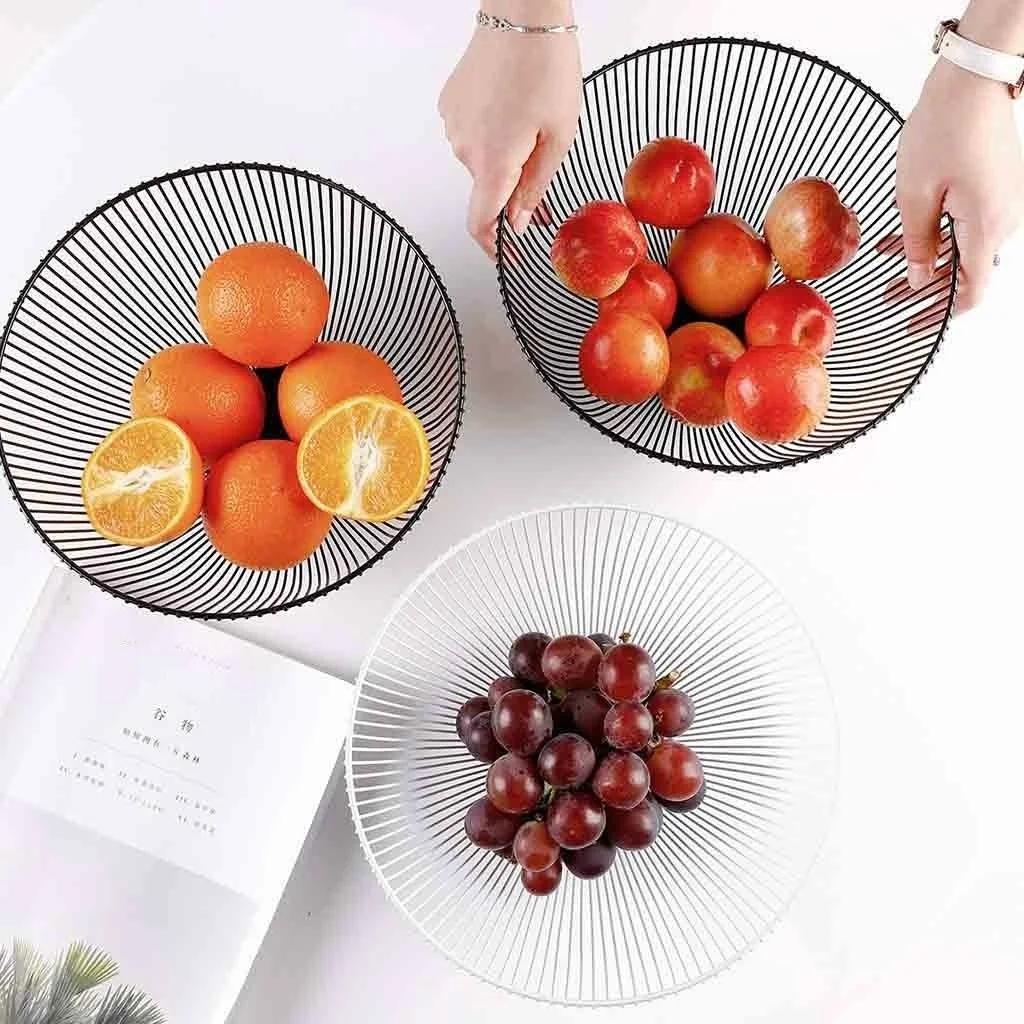 Storage Basket Black Table Decor Metal Candy Dish Kitchen Fruit Bowl Food Basket Bread Bowl Iron Vegetable Bowl Pastry Basket