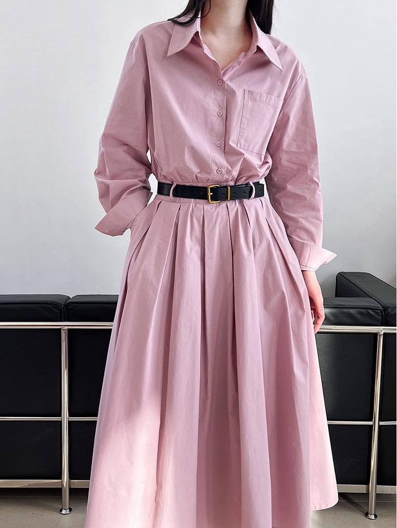 

Женское весеннее платье-рубашка с французским воротником-поло Luxi - Высококачественная, облегающая длинная юбка, модель 9713 Large