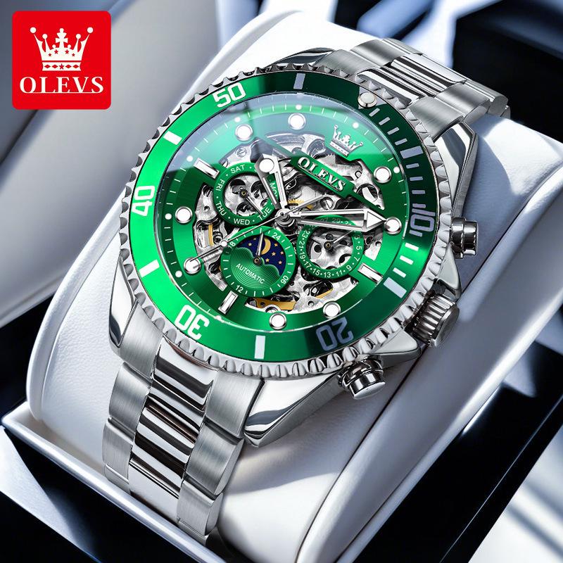 Oulisi Herren Automatikuhr - Lao-Stil, Wasserdicht, Multifunktionales Design