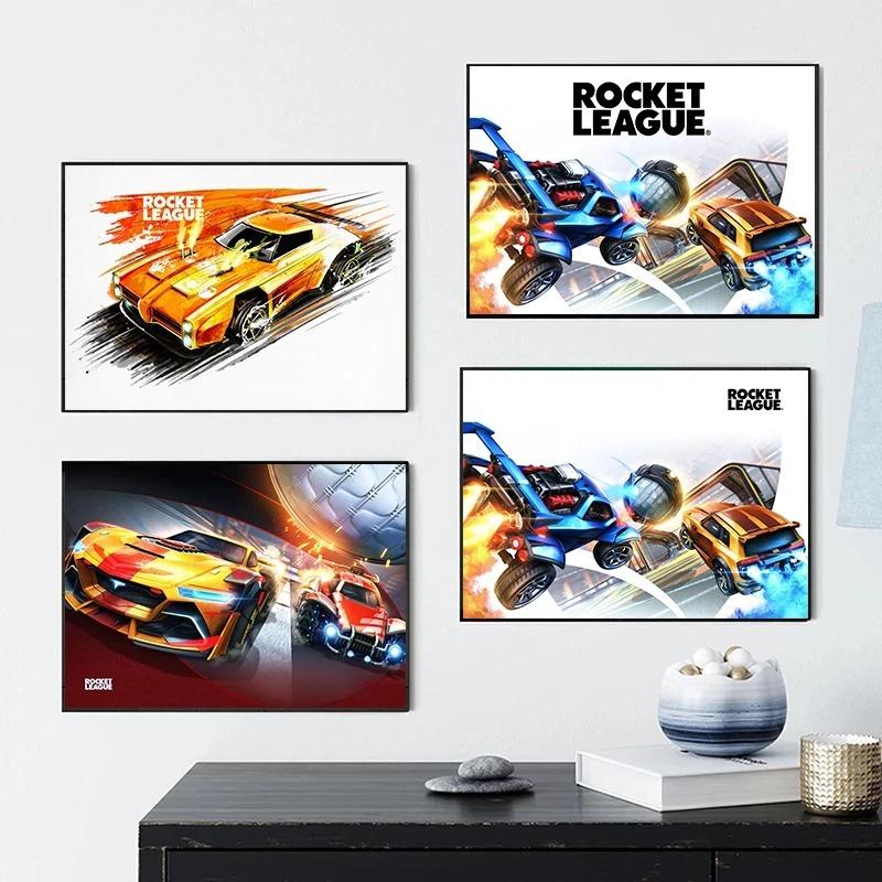 Rocket League Spielposter Neon Videospiel Leinwandmalerei Wandkunst Bild Für Modernes Jungenzimmer Wohnzimmer Heimdekor