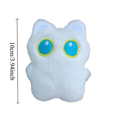 1-12pcs White Cat Plush Keychain Cute Cartoon Kitten Soft Fluffy Stuffed Doll Car Key Backpack Pendant Bag Decor Birthday Gift