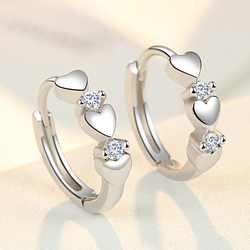 Xiaoqing Fresh Wind Simple Ear Buckle, Fashionable Love Peach Heart Shape Glossy Earrings Ear Jewelry