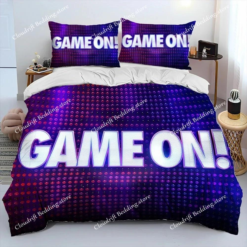 Gamer Game Over Cartoon Bettdecke Bettwäscheset, Bettbezug Bettset Steppdecke Kissenbezug, King Queen Size Bettwäscheset Erwachsene Jungen