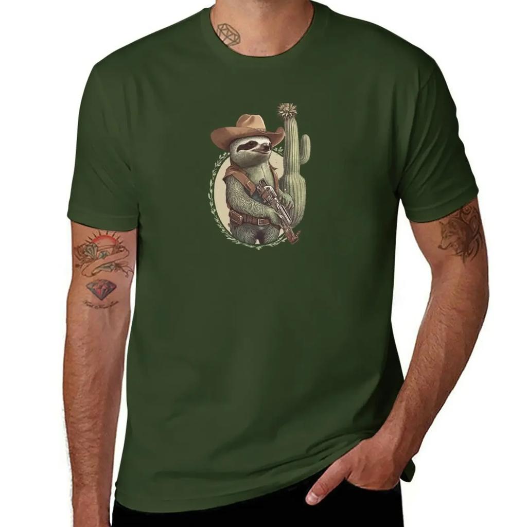 Sloth cowboy T-Shirt graphics plus size tops animal prinfor boys t shirts men
