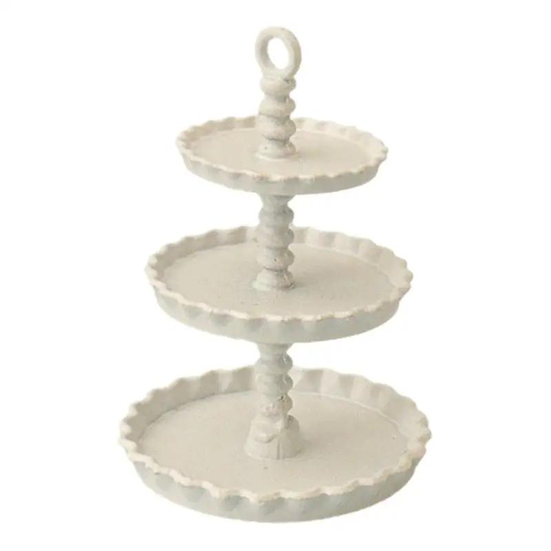1Pcs Dollhouse Mini Cake Tray Model Simulation Miniature Cake Stand Ornament Toys Scene Decoration Doll House Accessories