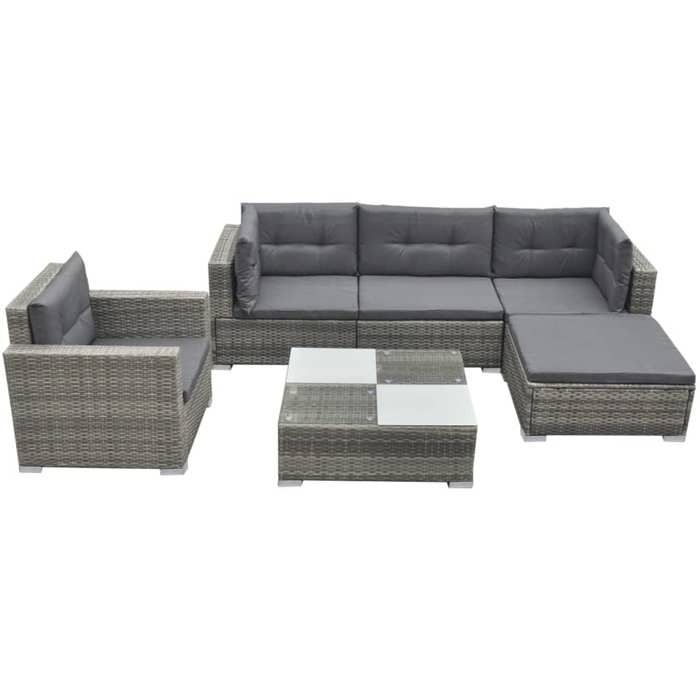 VidaXL Salon de jardin avec coussins 6 pcs résine tressée gris 42744