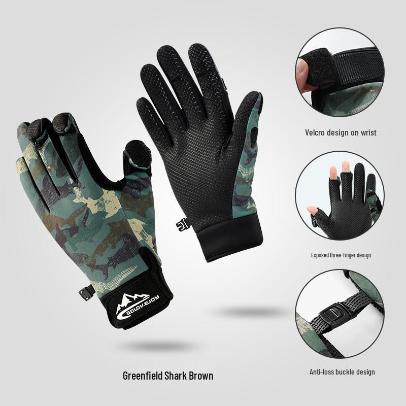 XG55 Outdoor Non-Slip Half-Finger Fishing Gloves: Breathable, Sweat-Absorbent, Wear-Resistant, Ice Silk Design. Ideal for Fishing, Cycling.