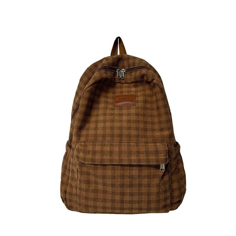 

Retro Checkered Junior High School Backpack, Winter Korean-style Artistic College Student Commuting Backpack for Girls single bag