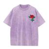 Rose Graphic Vintage Washed T-Shirt, Floral Oversized Cotton Tee, Streetwear Summer Tops