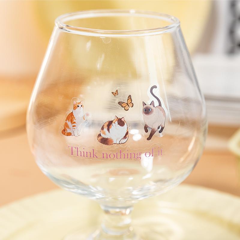 2pcs Kawaii Cute Cat PET Sticker DIY Decoration Scrapbook Diary Album Phone Case Water Cup Computer Luggage Aesthetic Stationery