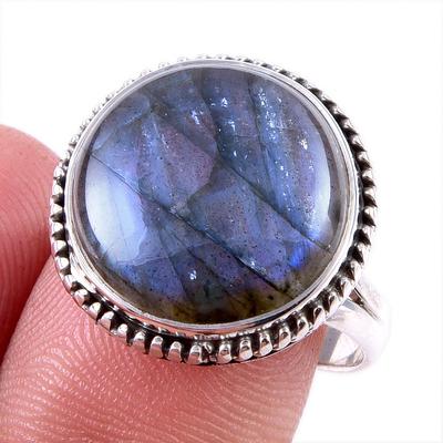 Natural Labradorite Gemstone 925 Solid Sterling Silver Jewelry Ring Size 9 K2p60