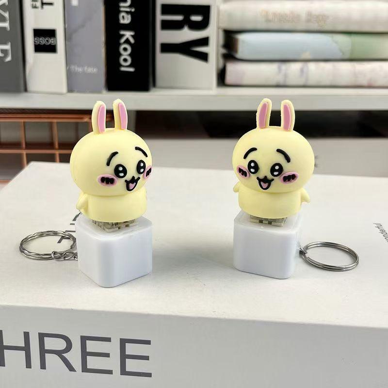 1/2Pcs Usagi Voice Luminous Fidget Decompression Keyboard Keychain Bag Pendant Stress Relief Toy Antistress Finger Keyboard Game