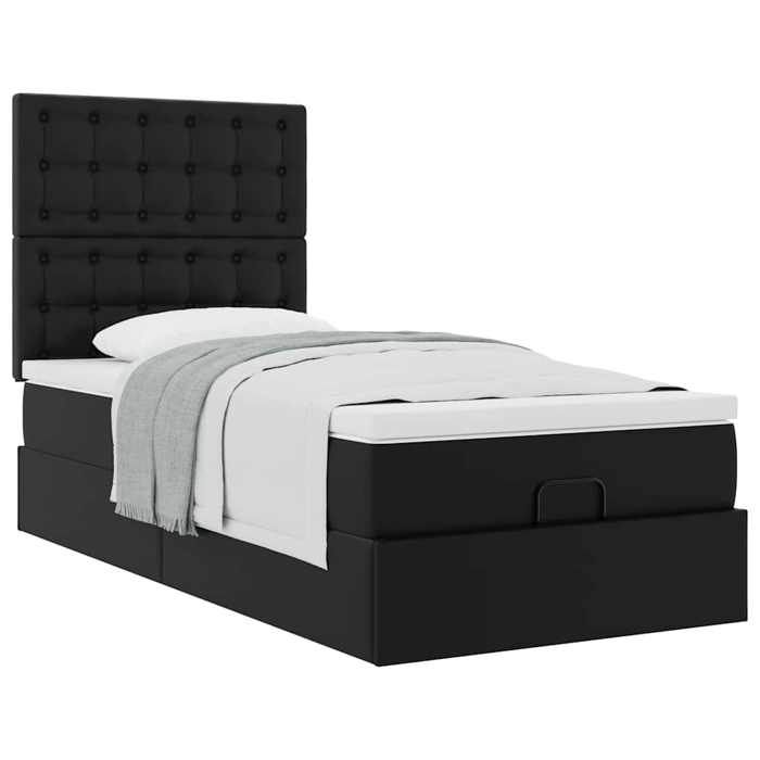 Maison Exclusive - Lit ottoman avec matelas noir 90x190 cm similicuir