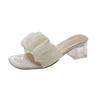 Fashion 2024 New Internet Famous Cool Slippers for Women's Summer Fairy Style Korean Version Fashionable Square Toe Slippers