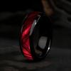 with Red Abalone Shell Inlay Rings Fashion 8mm Black Men Stainless Steel Ring for Men Wedding Band Jewelry Drop Shipping