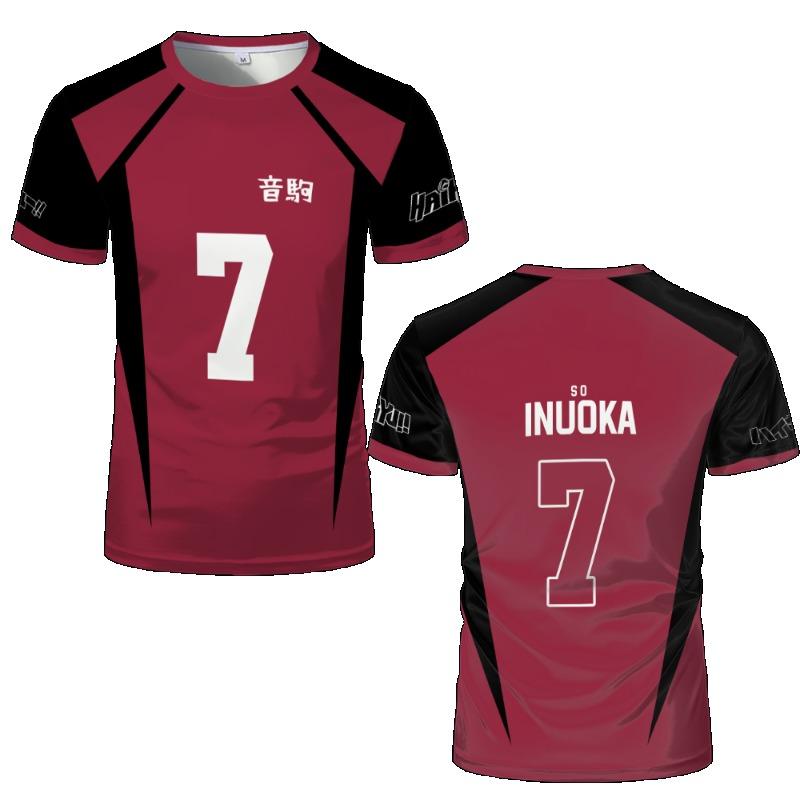 Haikyuu Nekoma Red Cartoon Anime Cosplay Men Jersey Summer Short Sleeve Children Tee Tops 2024 New Style Fashion MENS T-shirt