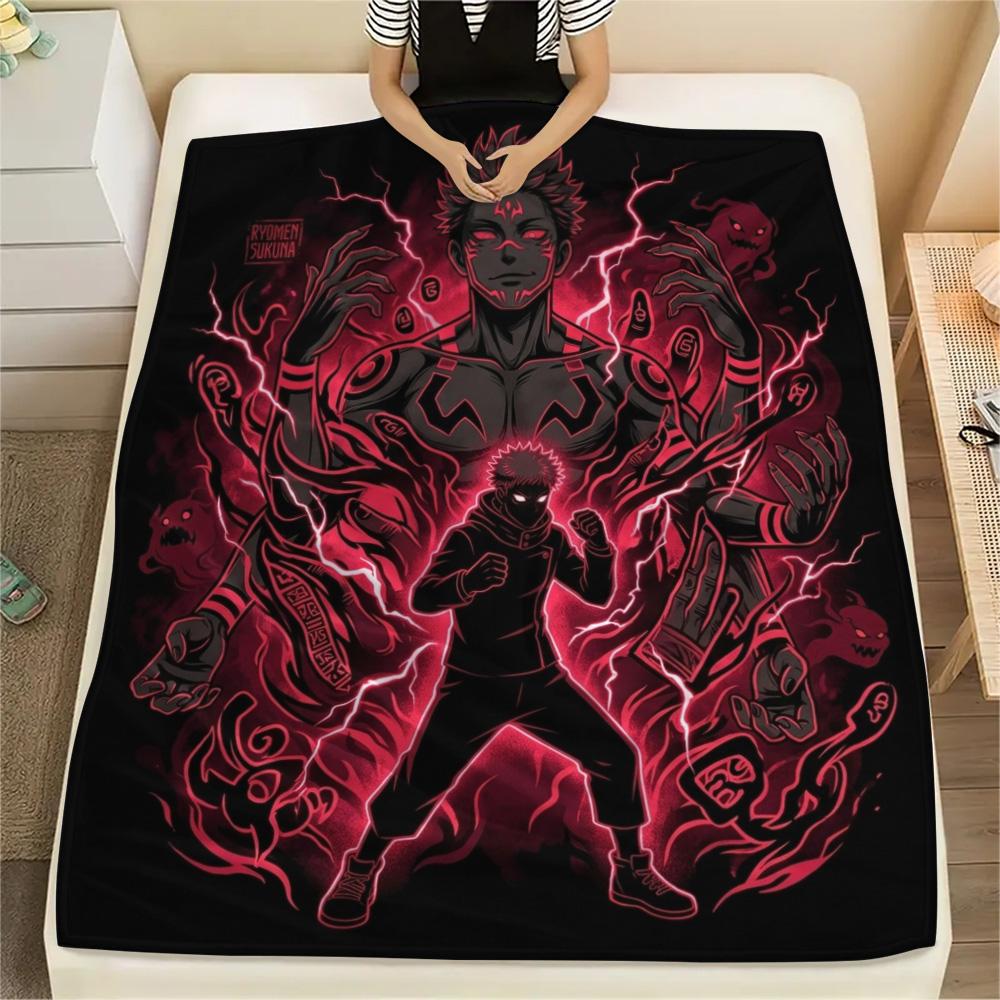 1PC Jujutsu Kaisen Patterned Flannel Blanket Suitable For All Seasons For Home Decor Warmth And Comfort Gifts Holiday Present