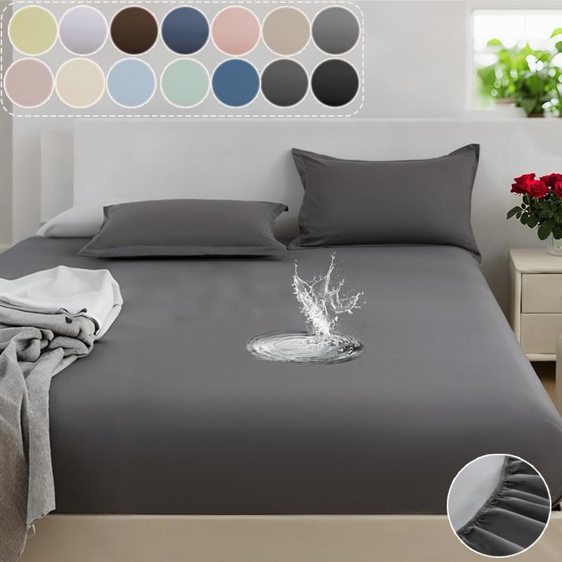 1PC Waterproof Fitted Sheet Soft Comfortable Breathable Bedding 360 Degree Full Surround Mattress Cover for Single Double Bed